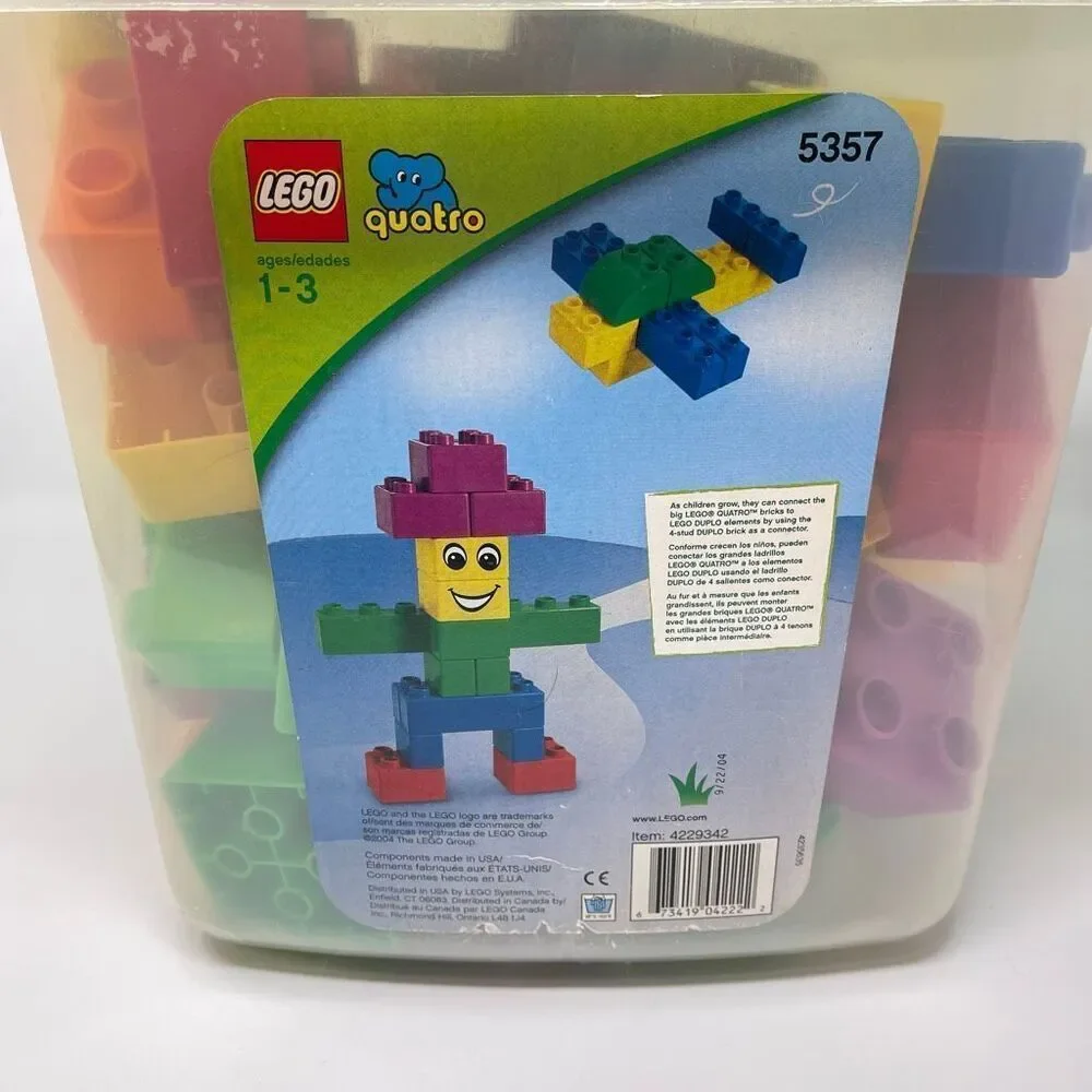 Vintage Lego Quatro Bucket Lid 73 Building Blocks Bricks Set 5357 XL Duplo 2004 - Picture 3 of 15
